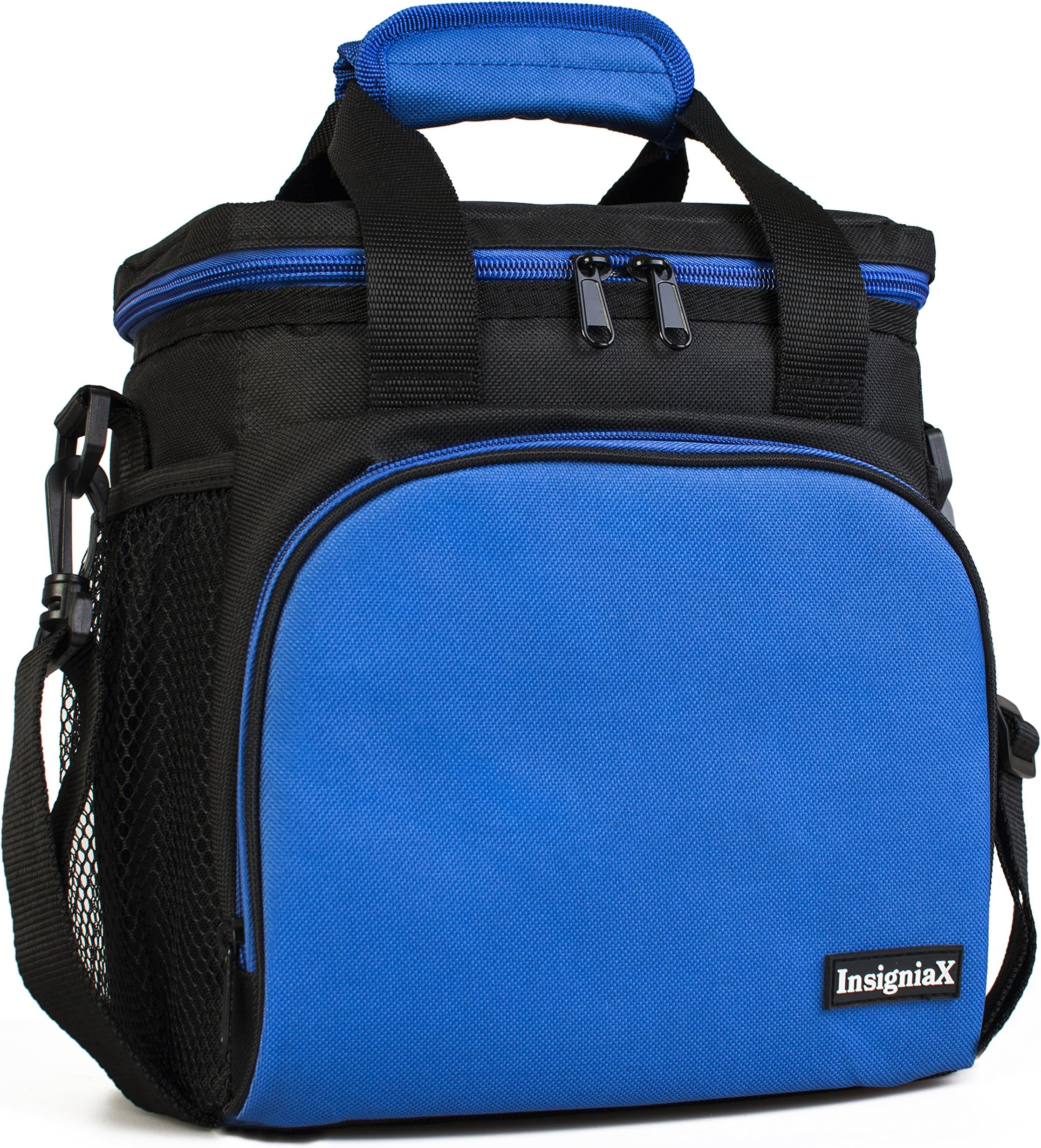 Insulated Lunch Bag S1: InsigniaX Cool Back to School Lunch Box/Cooler/Lunchbox for Adult Women Men Work School Girls Boys With Strap Bottle Holder H: 10" x W: 5.1" x L: 9.2" (Standard, Blue)