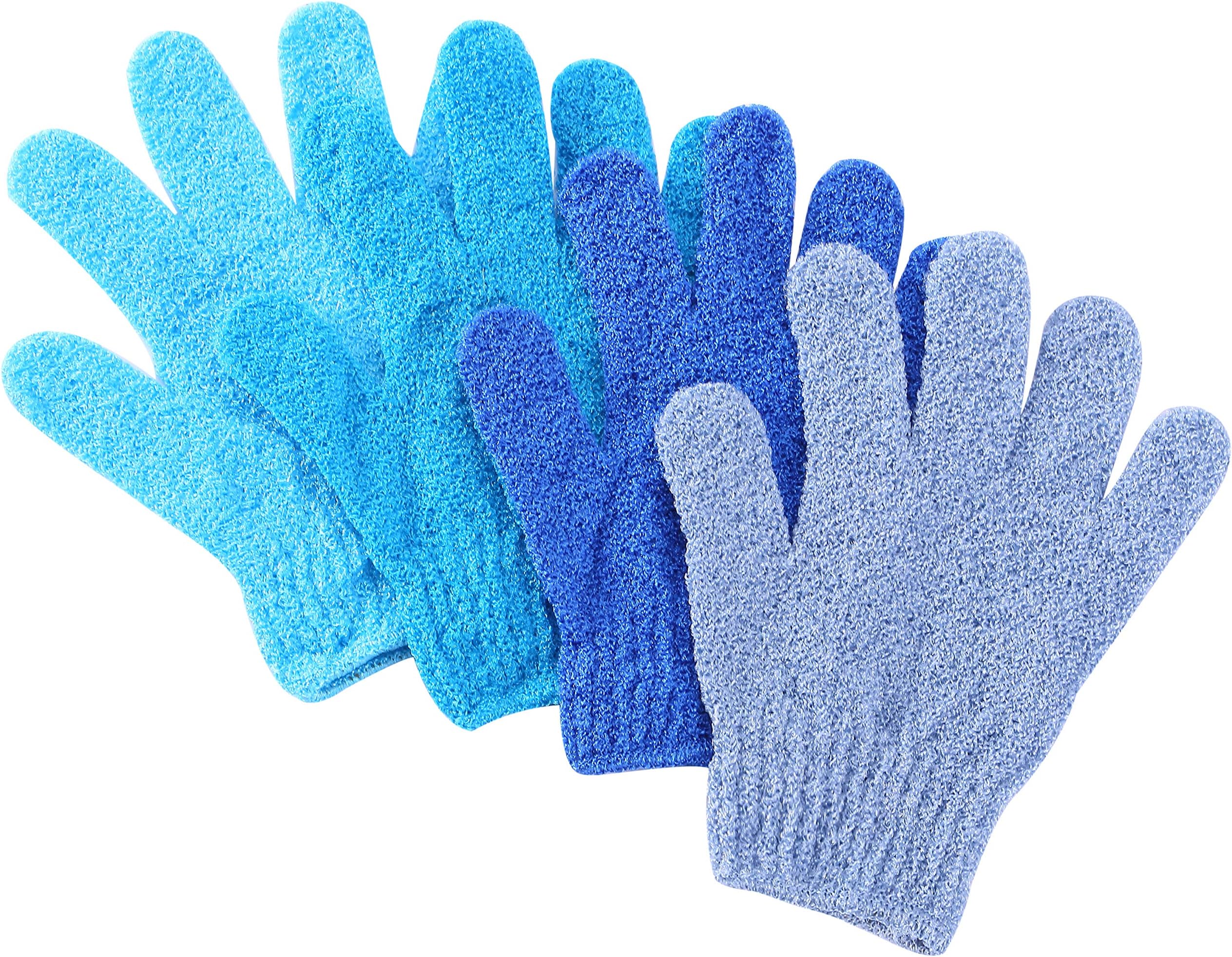 Slick- Exfoliating Gloves, 4 Pcs, Skin Exfoliator for Body, Bath / Scrub Gloves, Shower Accessories for Women, Exfoliation Mitt