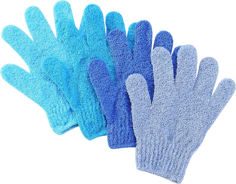 Slick Solutions Luvas Esfoliantes para Banho, 4 Unidades, Azul