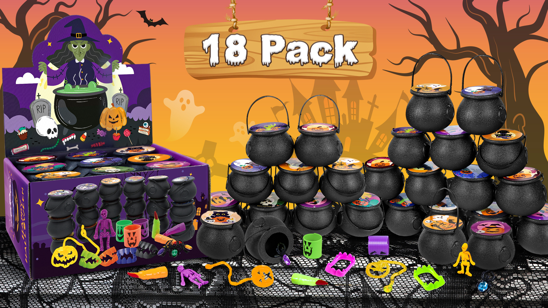 【HALLOWEEN　Party♪】✦BLACKハウス✦家具＆小物など全て付き♡ Halloween Party House 4051008 – Department 56 Retirements