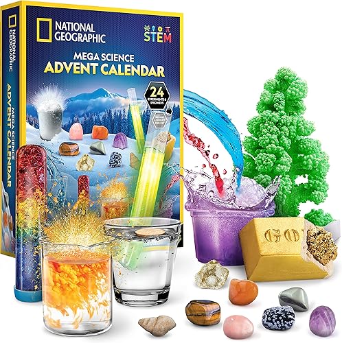 Miniatura 1 de NATIONAL GEOGRAPHIC Science Kit & Rock Collection Calendario de Adviento 2025  Calendario de Adviento jumbo con 24 días de experimentos científicos,