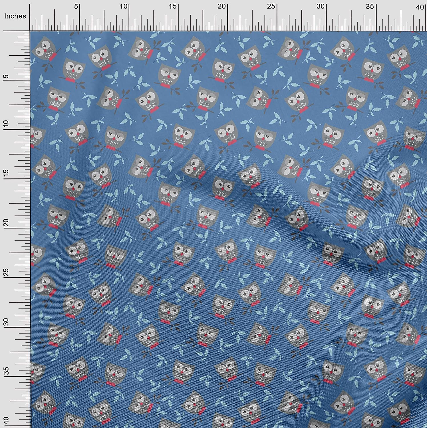 oneOone Cotton Jersey Blue Fabric Owl DIY Clothing Quilting Fabric Print Fabric by Yard 58 Inch Wide