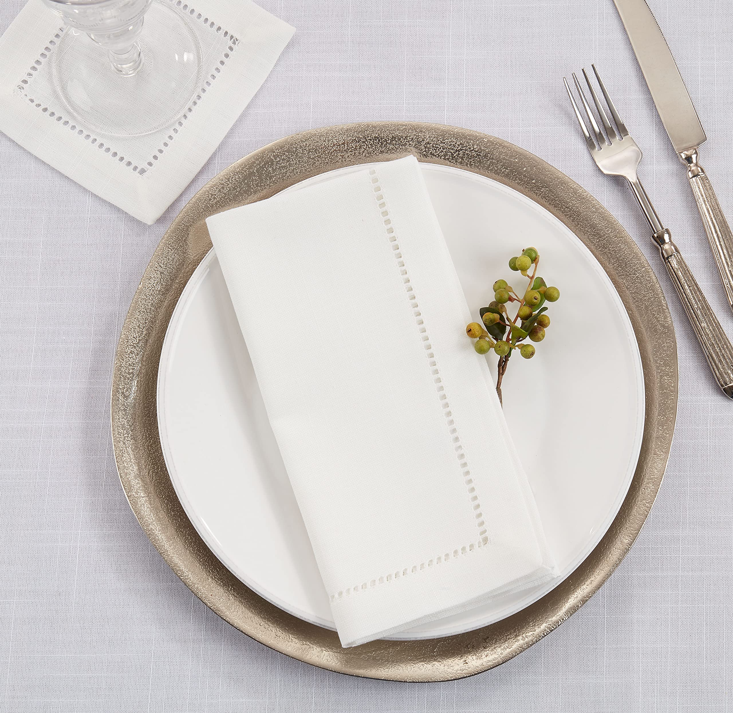 Saro Lifestyle Serwetki koktajlowe z mereżkowanym obrzeżem, 15 x 15 cm, zestaw 12 szt., kość słoniowa