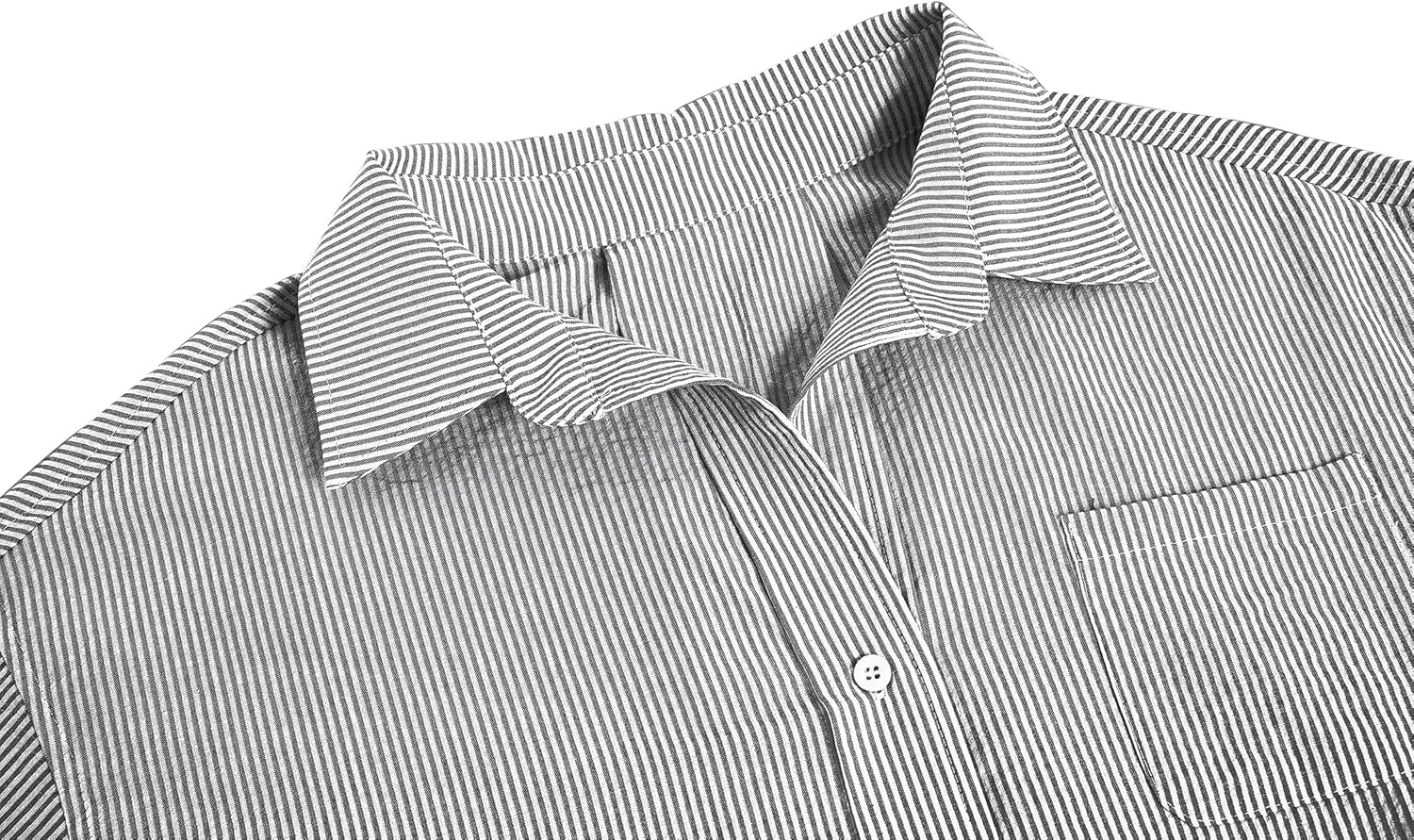 Flowyair Women's Oversized Button Down Shirts Business Casual Long Sleeve Blouse Work Striped Tops - Image 3