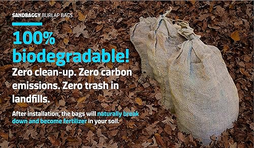 Miniatura 7 de Sandbaggy Bolsa de arena de arpillera  Tamaño 14 x 26 pulgadas  Bolsas de arena capacidad de peso de 50 libras  para inundaciones, barrera de agua