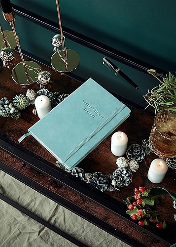 Miniatura 3 de Beechmore Books - Cuaderno personalizado, regular, color verde azulado, tapa dura de cuero vegano personalizado, diario cuidadoso y personal, caja