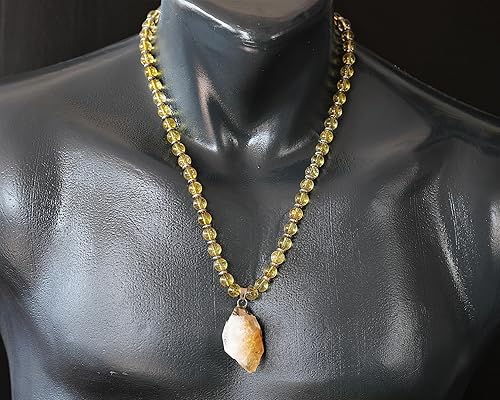 Miniatura 10 de ElisaJewelryArt - Natural Raw Selenite Crystal Beaded Choker Necklace Genuine Gemstone Memory Stone Clasp Closure Necklace Unisex Necklace (26, Raw