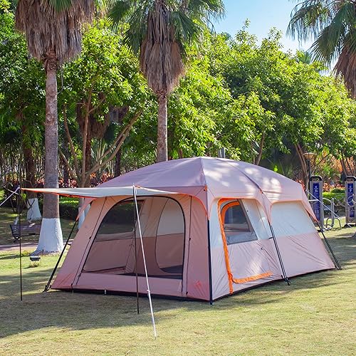 Vista 8 de KTT Extra Large Tent 6-10-12-14 Person(Style-B),Family Cabin Tents,2 Rooms,3 Doors and 3 Windows with Mesh,Straight Wall,Waterproof,Double Layer,Big