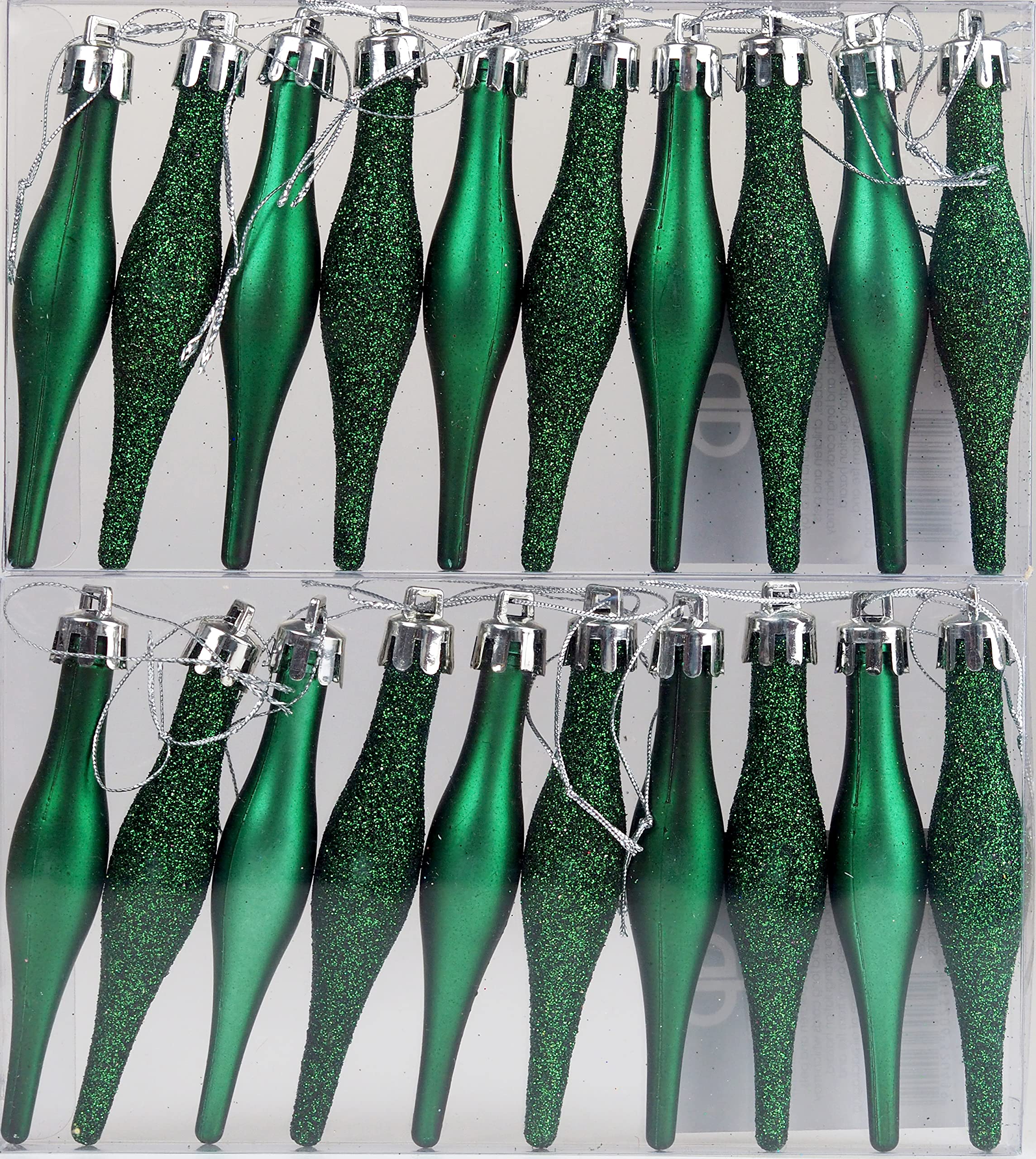 BWG 20 Emerald Green Christmas Tree Tear Drop Droplet Baubles - Plastic, Hanging Ornaments