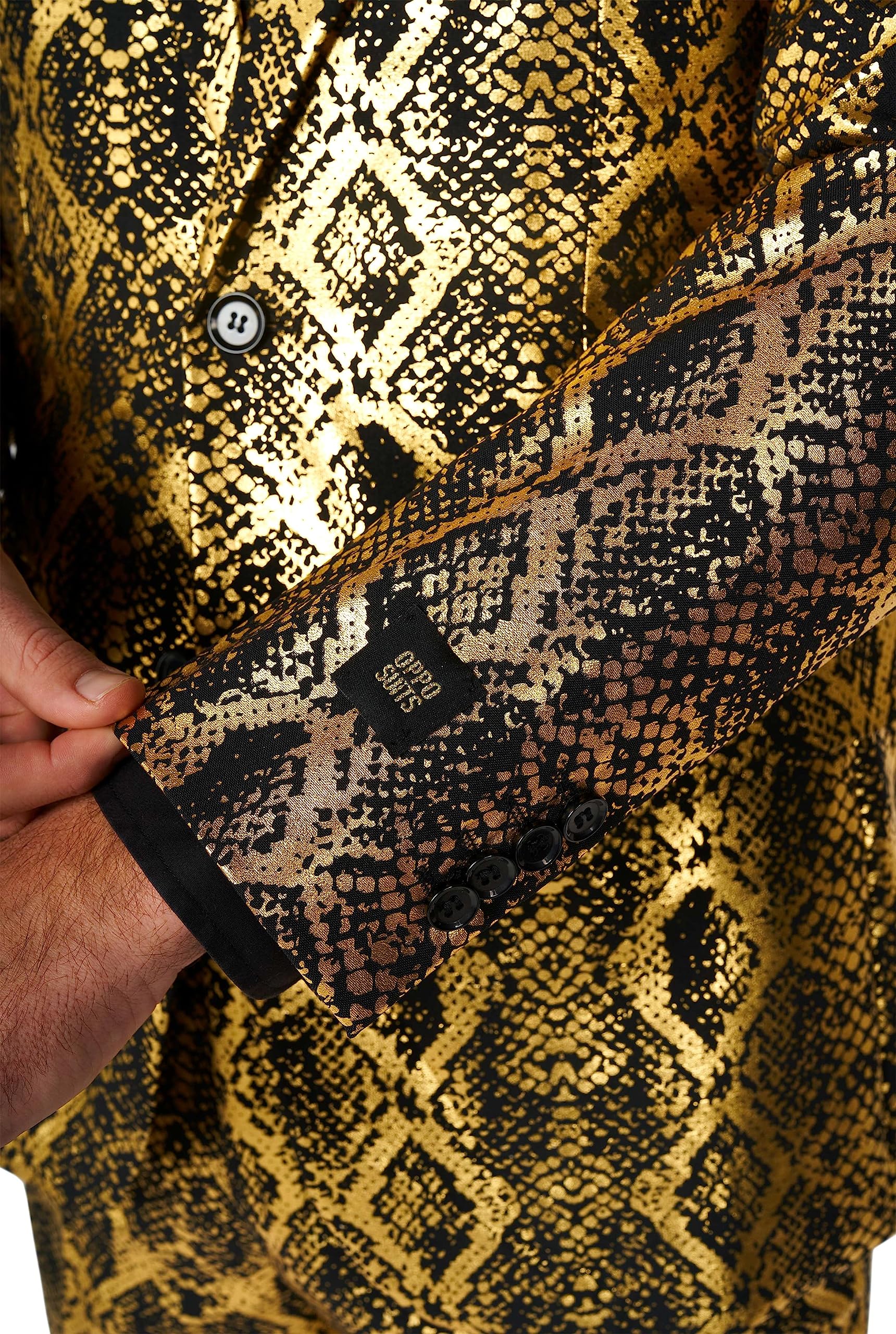 OppoSuits Divertente Abito da Festa da Uomo, Serpente Lucido, Completo con Giacca, Pantaloni e Cravatta, Serpente Lucido, 58