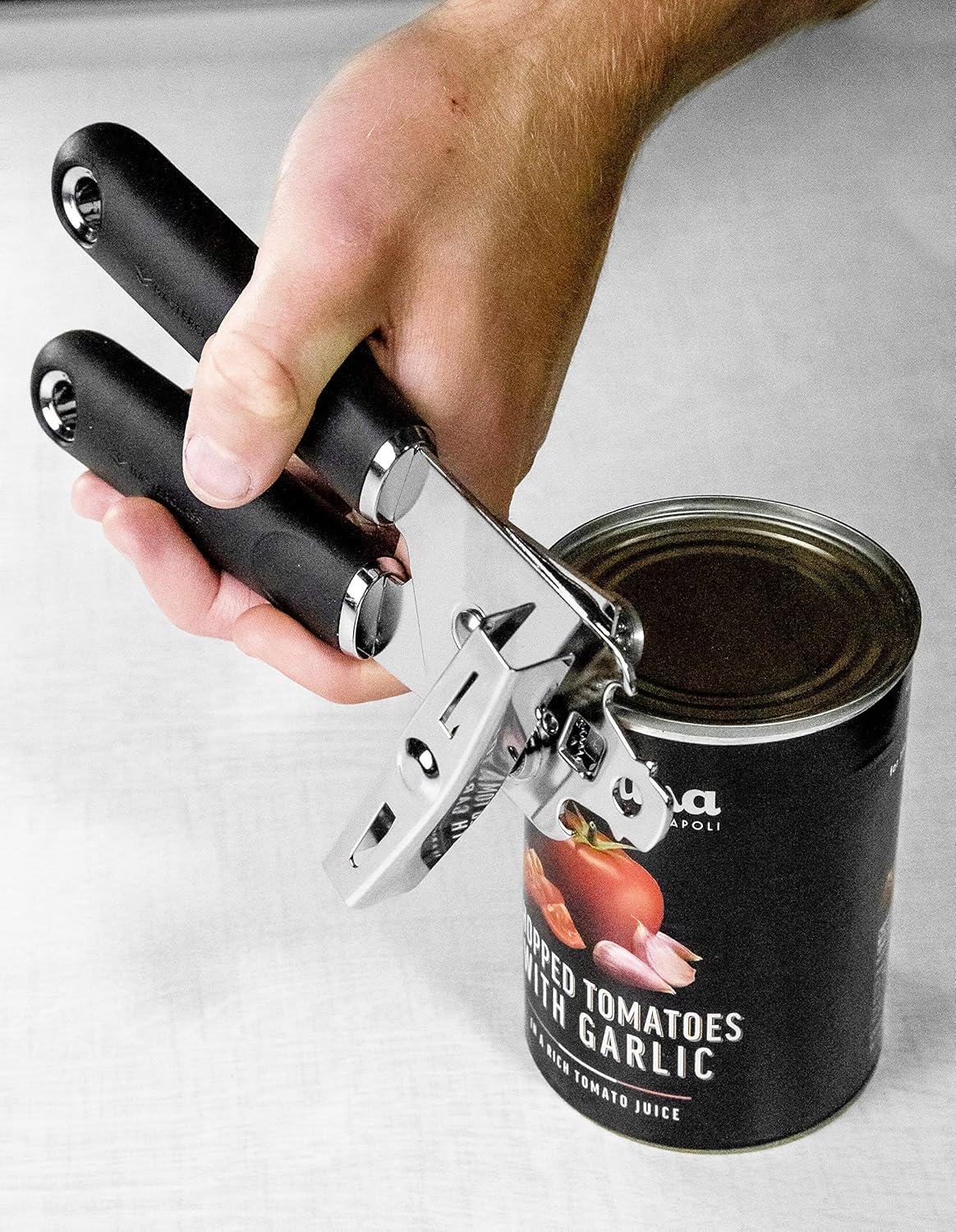 MasterClass Can Opener with Soft Grip Handles, Stainless Steel, 19 cm, Black
