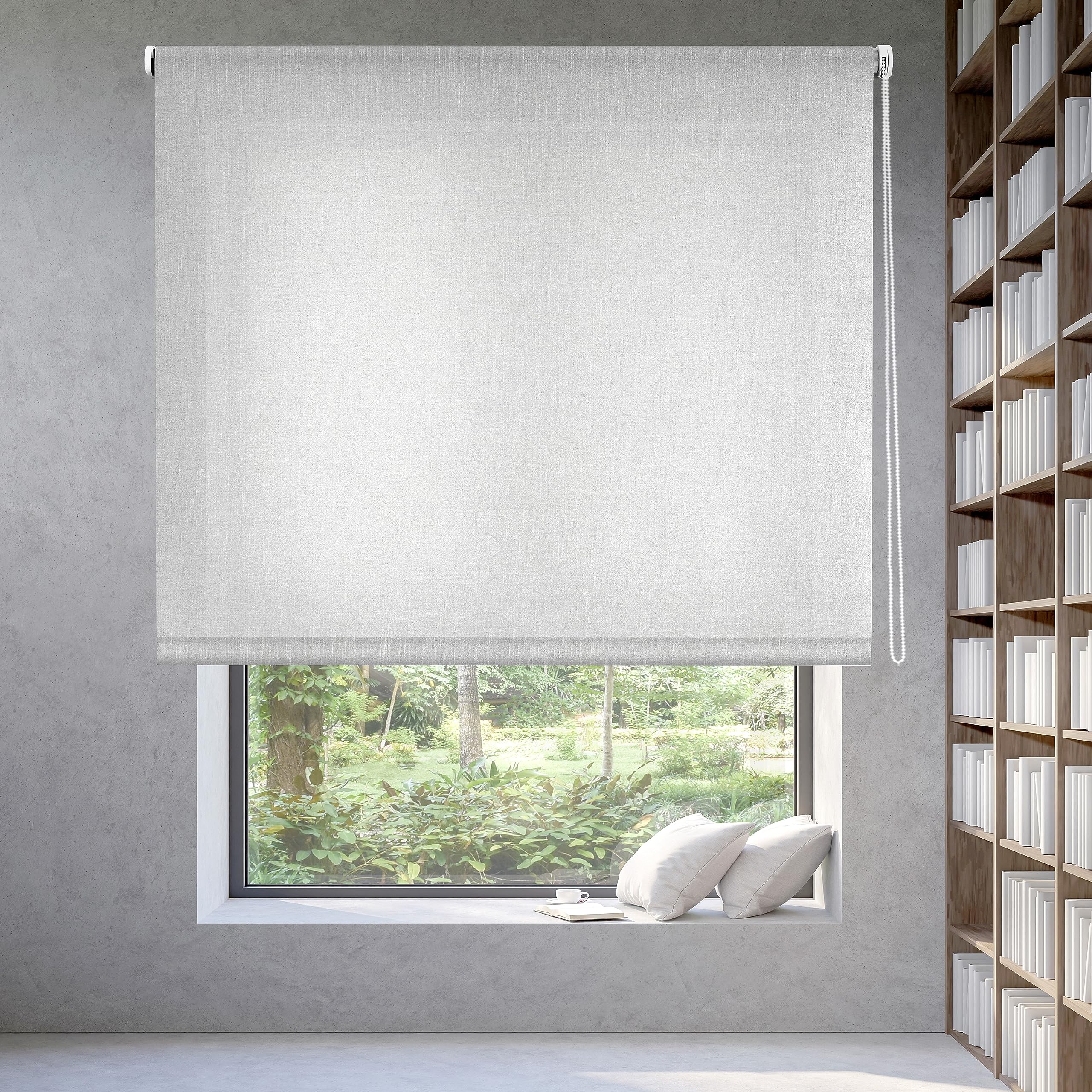 Blindecor Ara Versailles Store Enrouleur translucide Argenté 120 x 190 cm Dimensions approximatives du Tissu 117 x 185 cm
