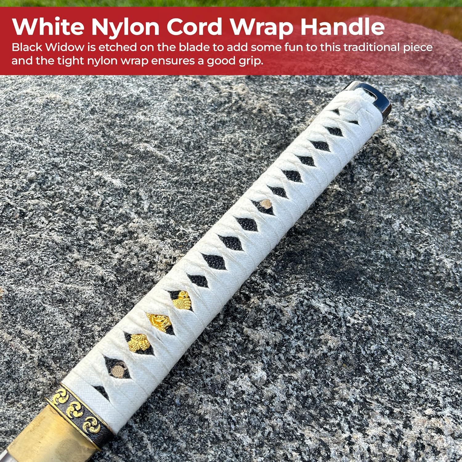 MedievalDepot Handmade Katana - White, 27" High Carbon Steel Blade, White Scabbard & Bag