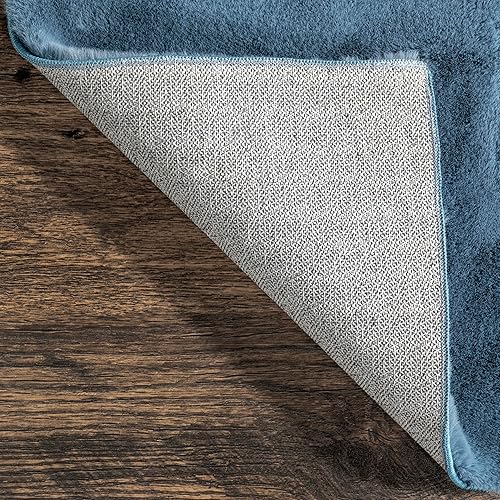 Miniatura 3 de nuLOOM Valery Arches - Alfombra de pasillo de imitación de conejo lavable a máquina, 2 pies 6 pulgadas x 8 pies, color azul