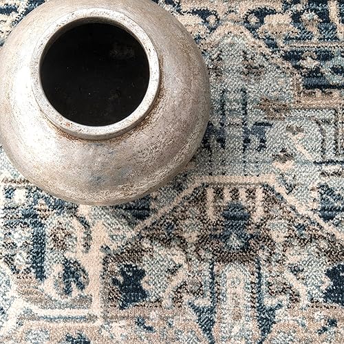 Miniatura 6 de nuLOOM Harriet - Alfombra vintage de medallón, 6 pies 7 pulgadas x 9 pies 4 pulgadas, azul oscuro