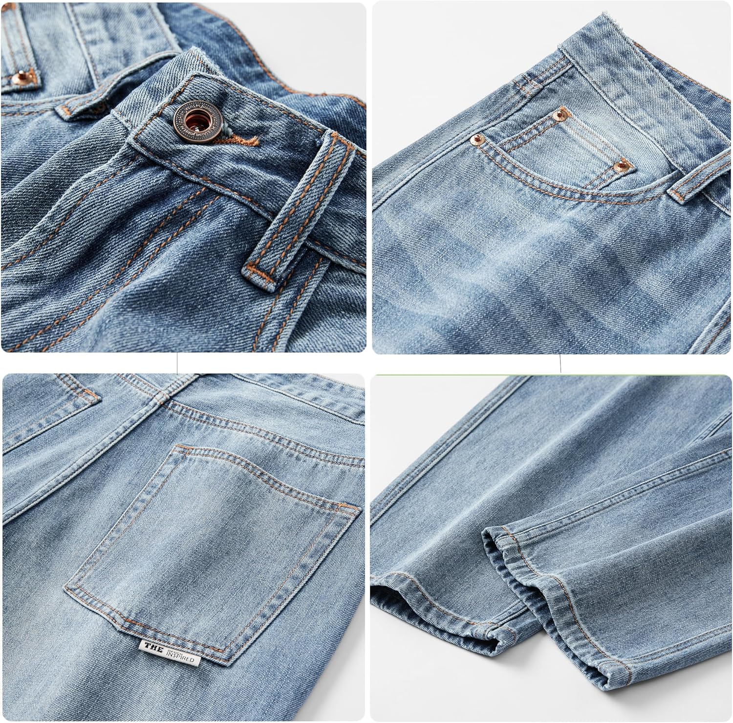 DOSLAVIDA Mens Jeans Regular Fit Ripped Jean Relaxed Fit Straight Leg Distressed Skateboard Denim Pants - Image 7