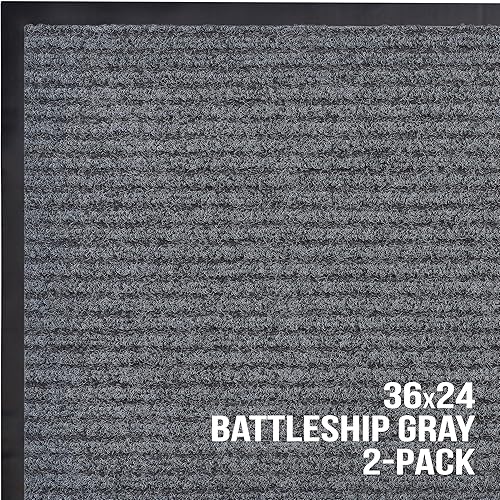 Miniatura 2 de 2-Pack Front Door Mat - Large 36 x 24 Welcome Indoor Outdoor Entryway Mats for Shoe Scraper, Ideal for Inside Outside High Traffic Area, Gray