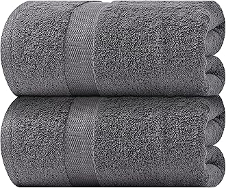 White Classic Luxury Soft Bath Sheet Towels - 650 GSM Cotton Luxury Bath Towels Extra Large 35x70 | Highly Absorbent and Quick Dry | Hotel Quality Extra Large Bath Towels Oversized, Dark Gray, 2 Pack