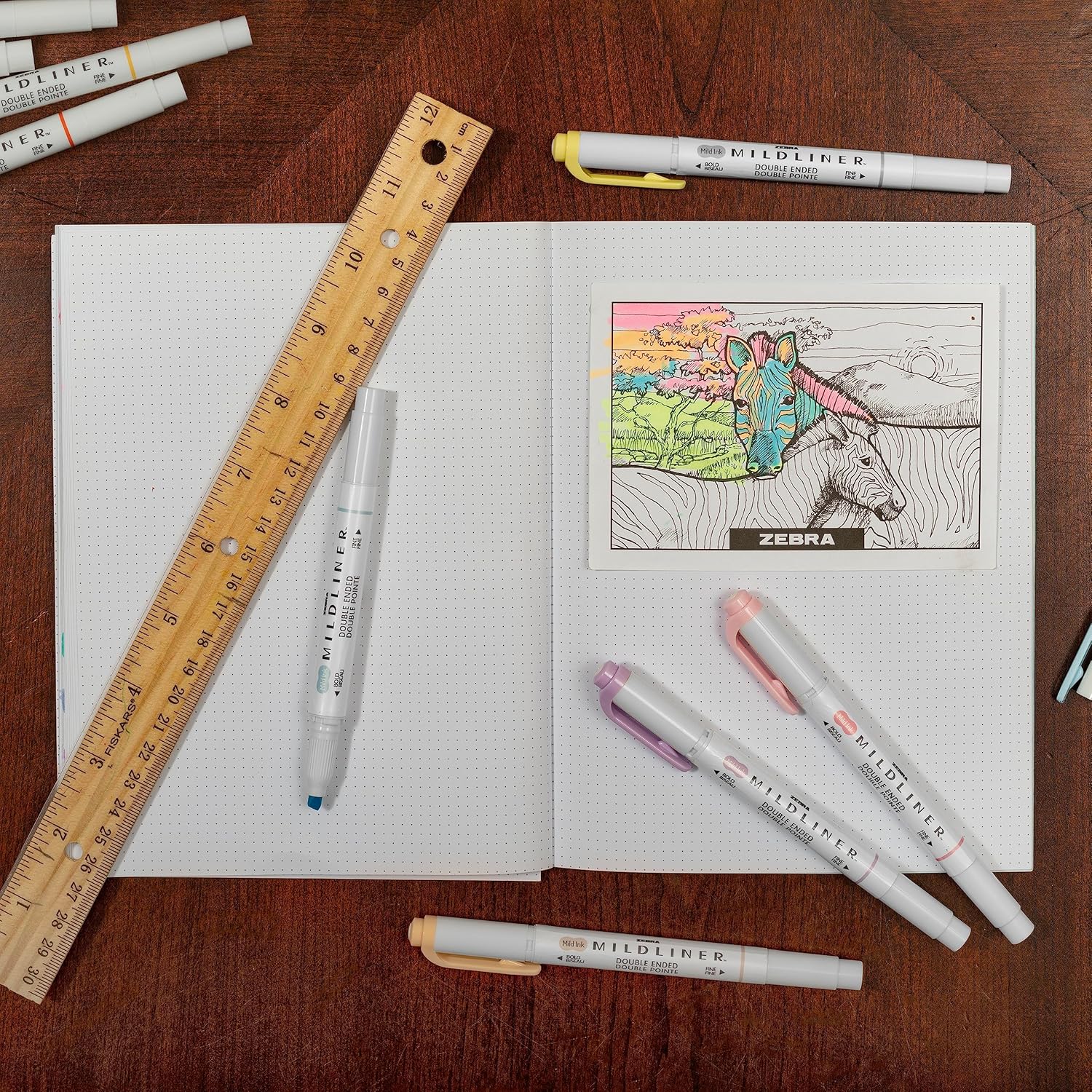 Zebra Pen Mildliner Double Ended Highlighter Set, Chisel and Bullet Point Tips & Neutral Palette Set, Includes 8 Mildliner Highlighters and 2 ClickArt Markers, Assorted