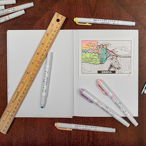 Miniatura 6 de Zebra Pen Mildliner - Juego de resaltadores de doble extremo, puntas anchas y finas, colores de tinta surtidos, paquete de 25 y juego de