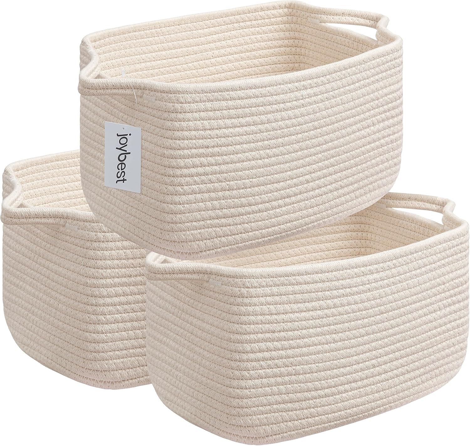 Small Cube Storage Baskets for Shelves, Cotton Woven Basket