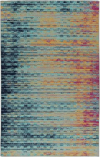 Kaleen Alfombra de área de 5'3" x 7'3" en multicolor, colección Zuma Beach para interiores y exteriores