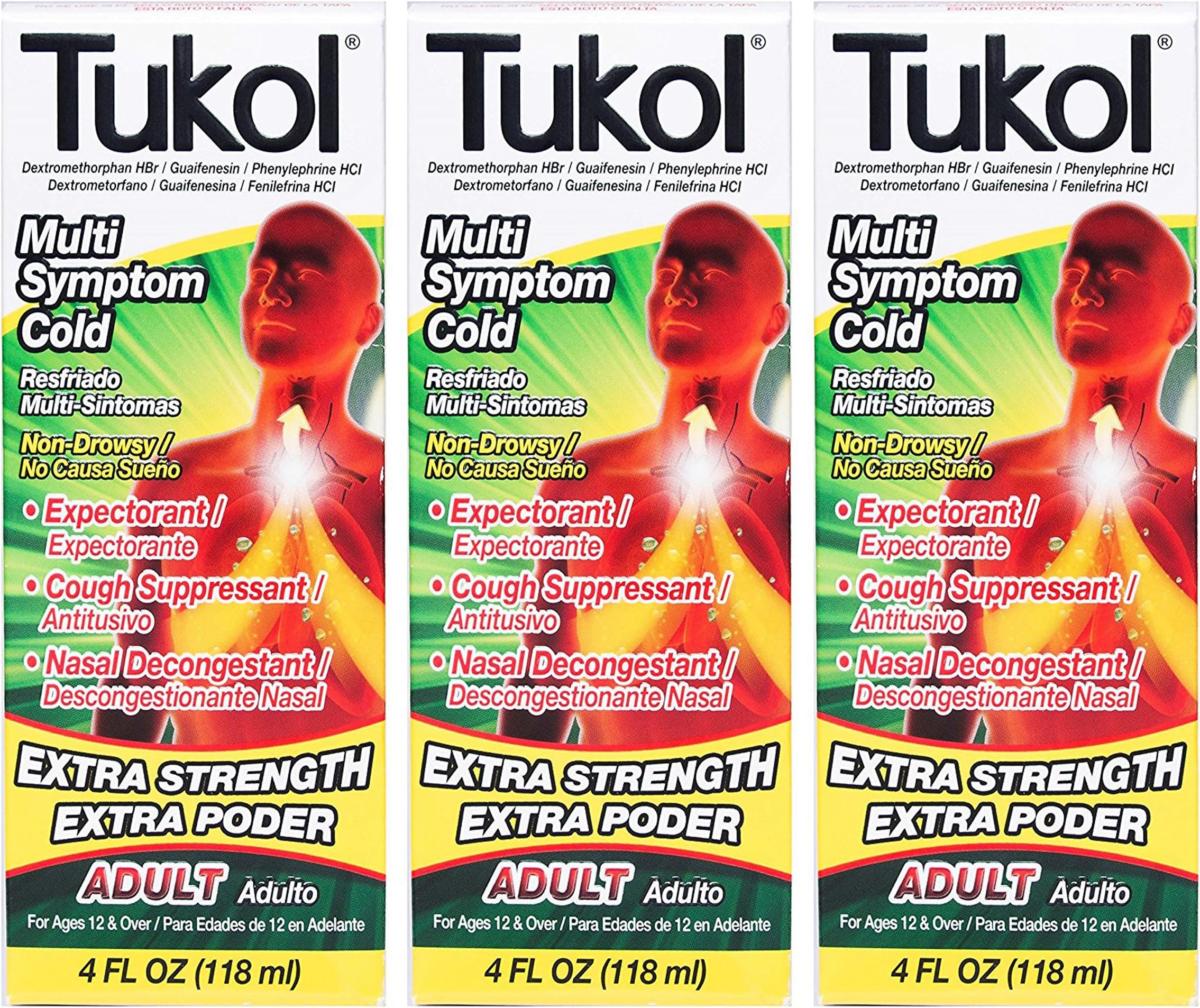 TUKOL Adult Maximum Strength Multi Symptom Cold Medicine 4 oz 3 Pack