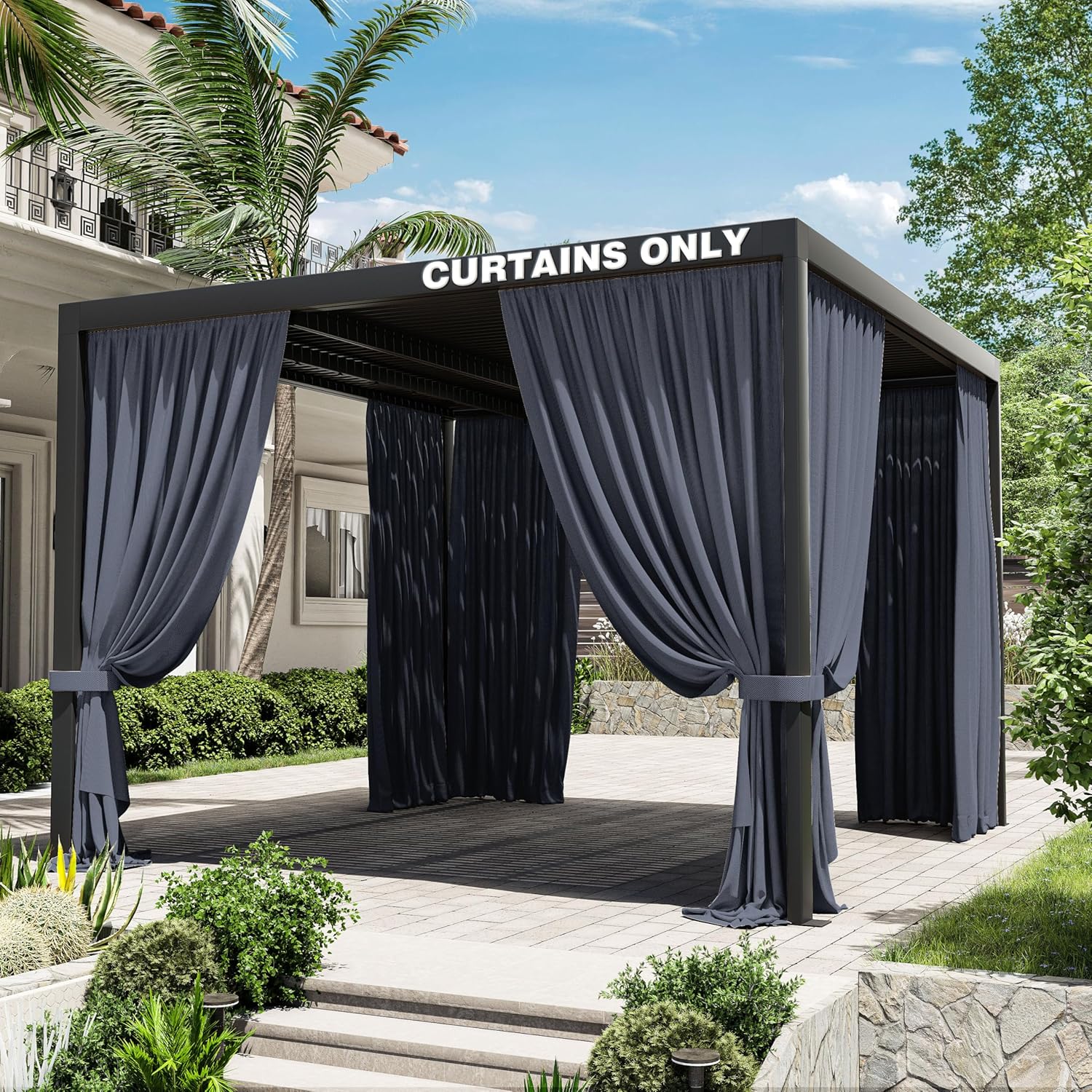 Gazebo Universal Replacement Privacy Curtain,10'10' Gazebo Outdoor Waterproof Curtains, 4-Panels Sidewall Curtains with Double Zipper for Patio Canopy, Garden and Backyard (Curtain Only)