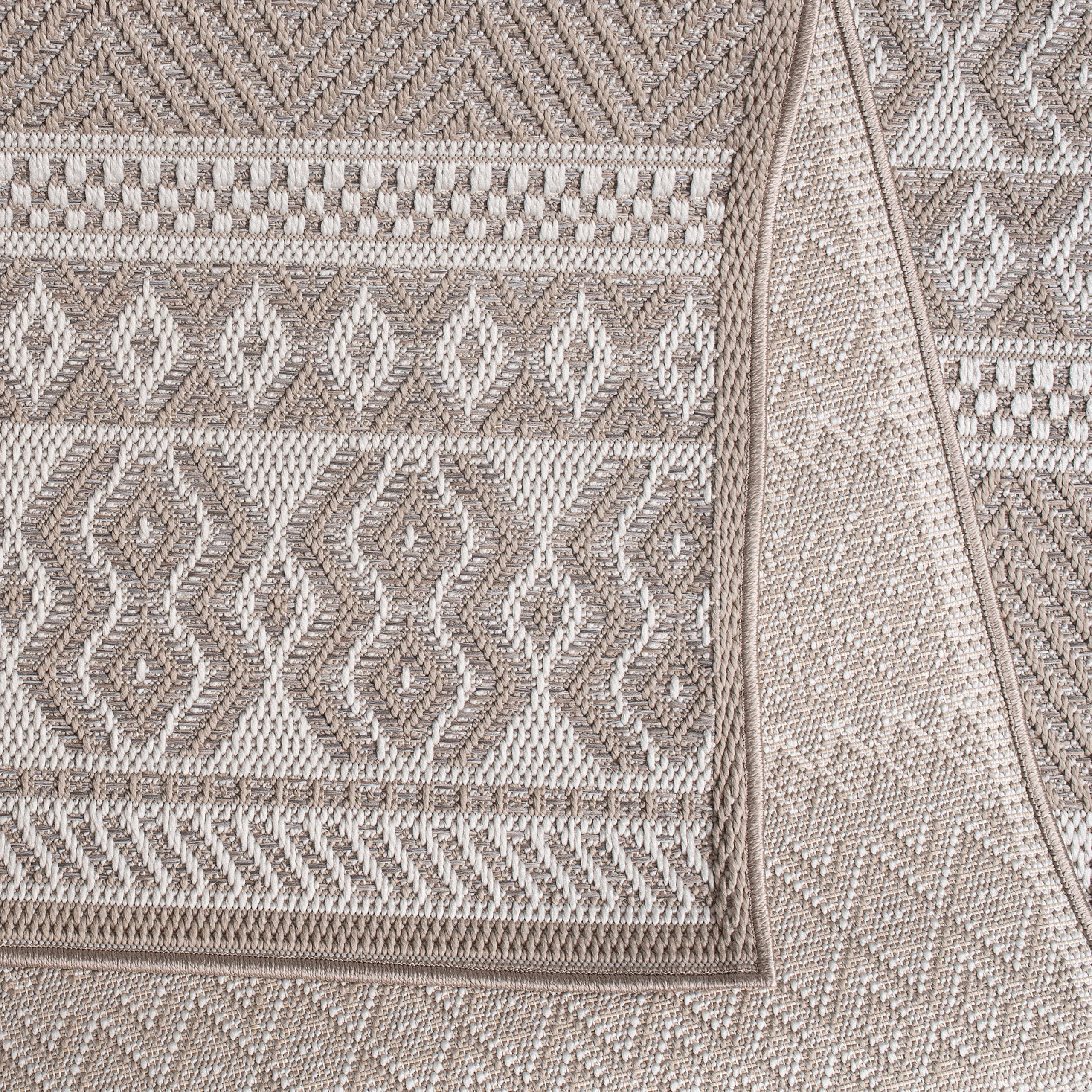 Paco Home Tappeto Per Esterno Da Balcone Terrazza Tappeto Cucina Moderno Boho Etnico, Dimensione:160x220 cm, Colore:Beige