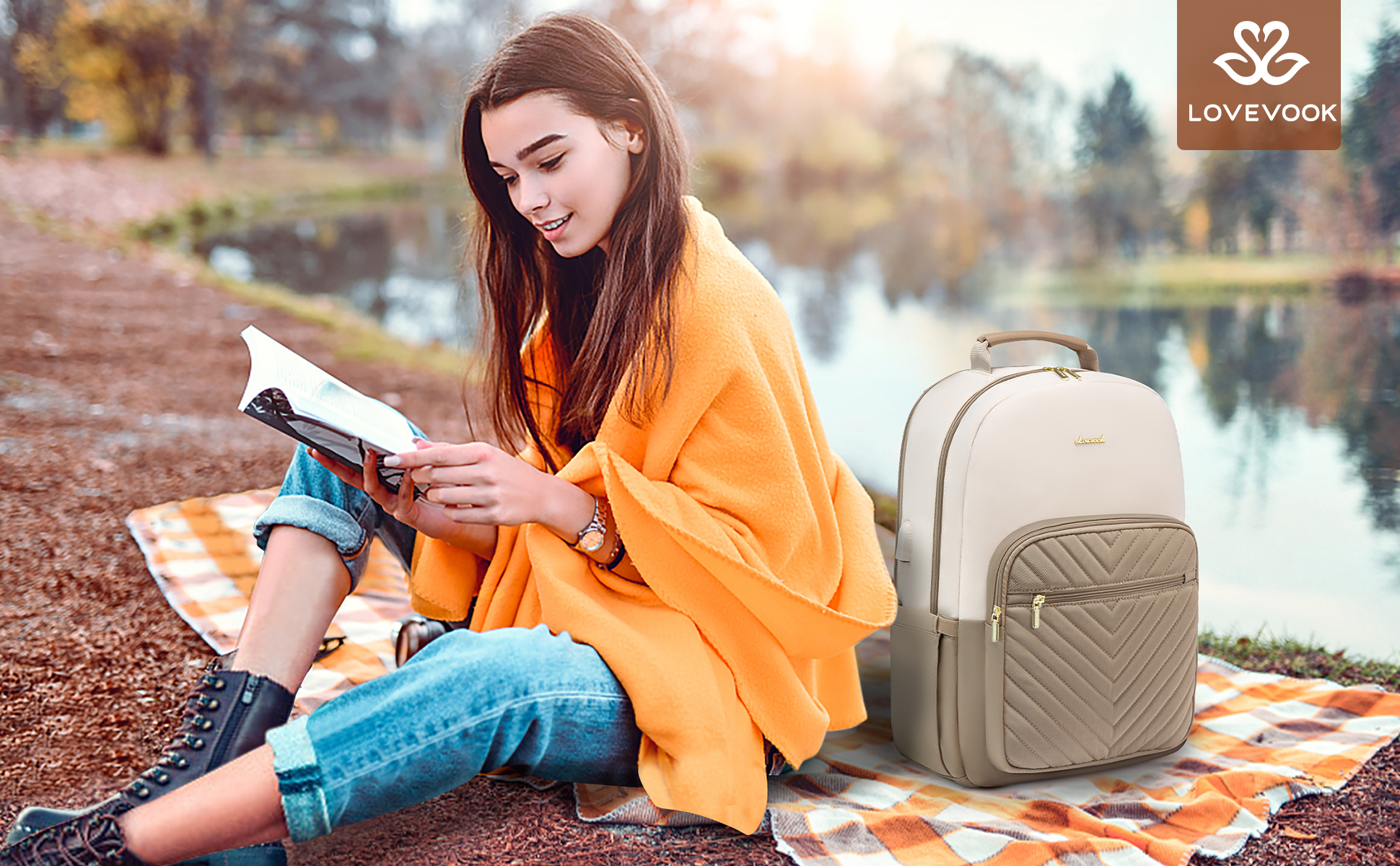 LOVEVOOK Damen Rucksack - Wasserdicht Mit 15.6 Zoll Laptopfach Für Uni & Arbeit