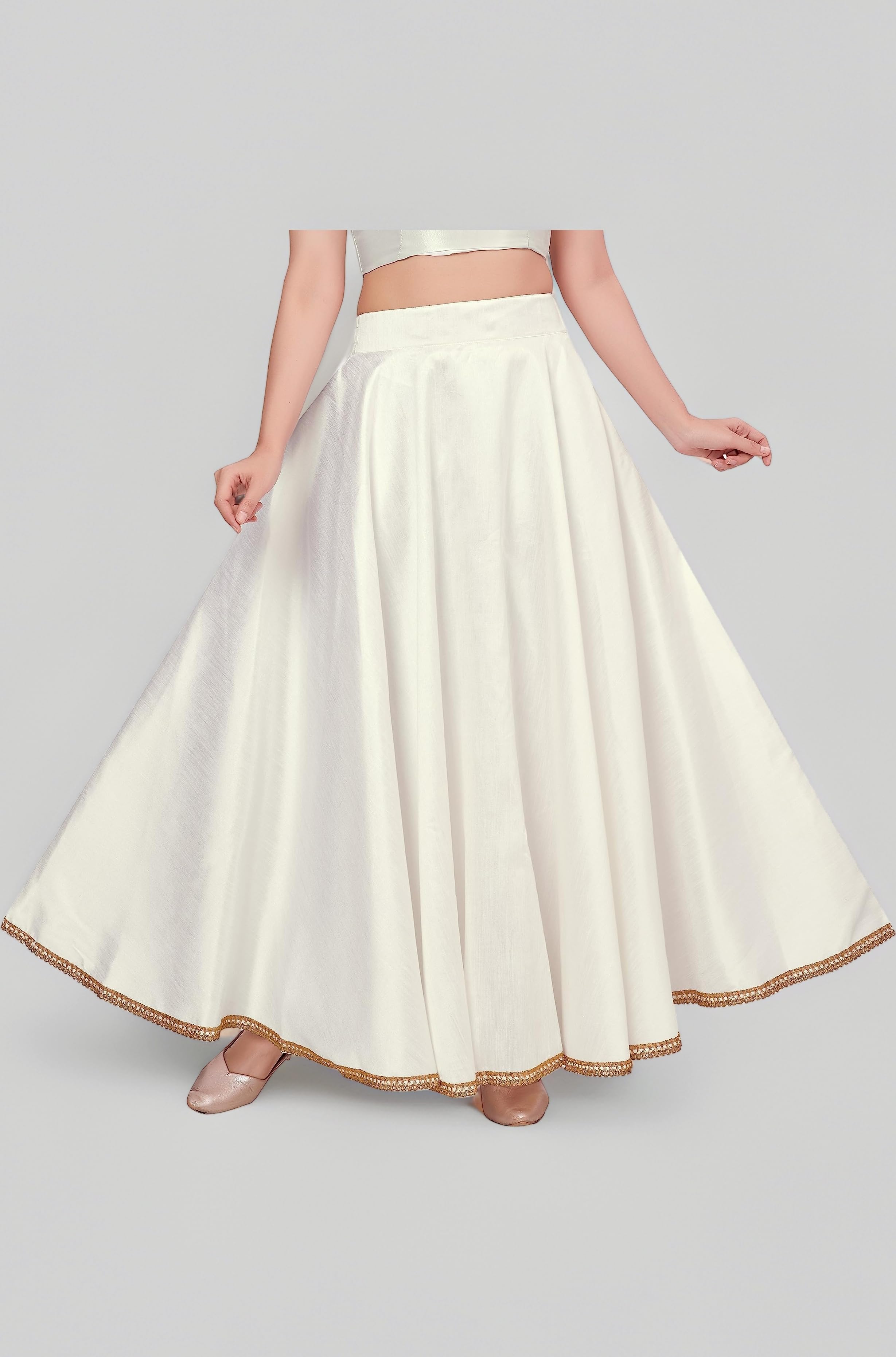 Women's Poly Silk Skirt/Lehenga With 8 Meters Maxi Flare (Double Ghera)