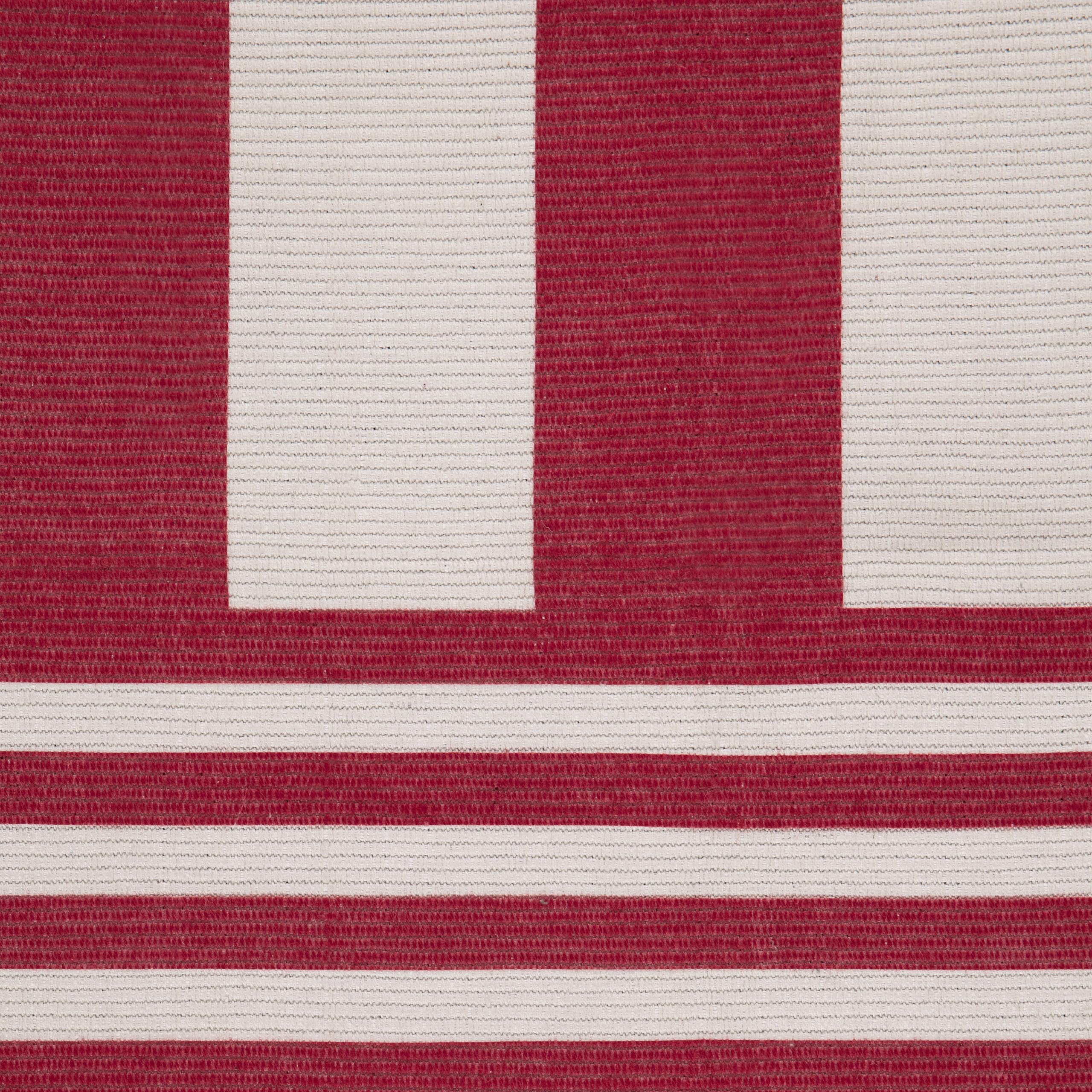 furn. Deck Stripe Tapis – Intérieur/Extérieur Rayé Lavable Résistant Aux Intempéries Léger Tapis (Blanc/Rouge - 120x170cm)