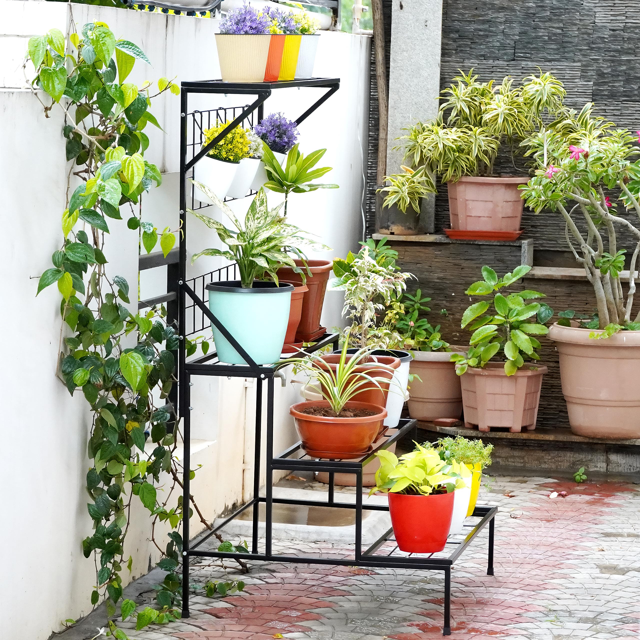 Livzing 4 Tier Metal Hanging Plant Stand with Ladder Plant Shelf Multiple Flower Display Stands Gamla Rack Tall Planter Stand For Pots For Plants Garden Shelves Pot Holder for Balcony Patio-Black (B0CGXK7B66) Amazon Price History, Amazon Price Tracker