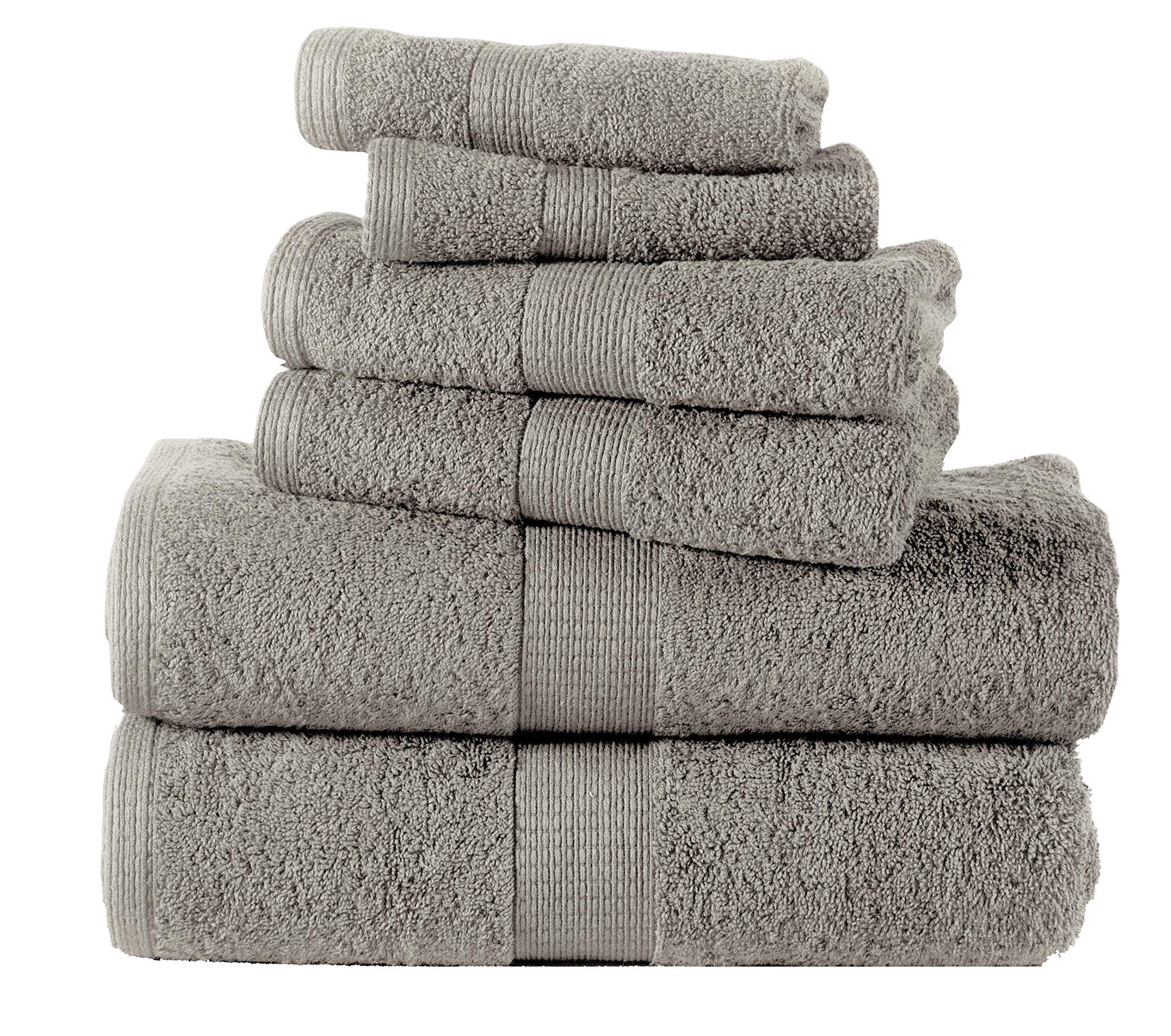 6 Piece Towel Set, 100% Cotton, 600 GSM Highly Absorbent, Ultra Soft Premium Spa & Hotel Quality Towel Set - Platinum (2 Bath Towels, 2 Hand Towels, 2 Wash Towels)