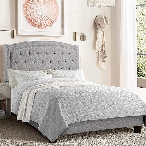 Miniatura 15 de Rosevera Gabriel - Cama con plataforma, tamaño Queen, color beige Beige,Gris,Gris humo,Carbon,Textil Beige,Carbón vegetal,Beige clásico,Paloma,Lino