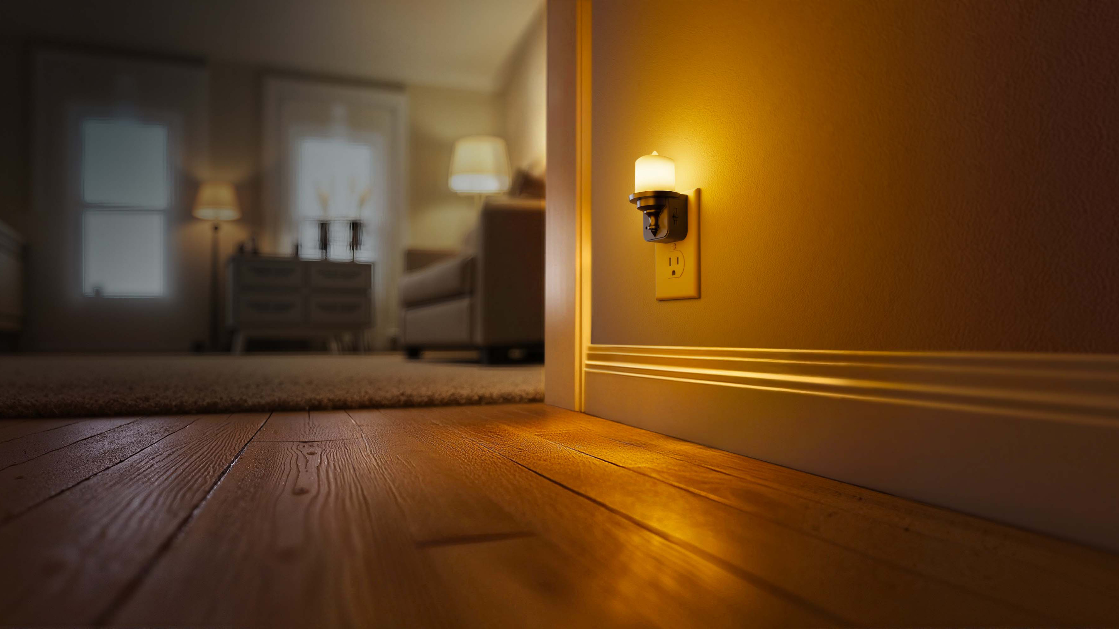 Image of L LOHAS LED Candle Night Light, Amber Night Lights Plug into Wall | Flameless Candle Nightlight with Light Sensor, 0-100LM Dimmable Vintage Decorative Night Light for Hallway Bedroom, 2Pack
