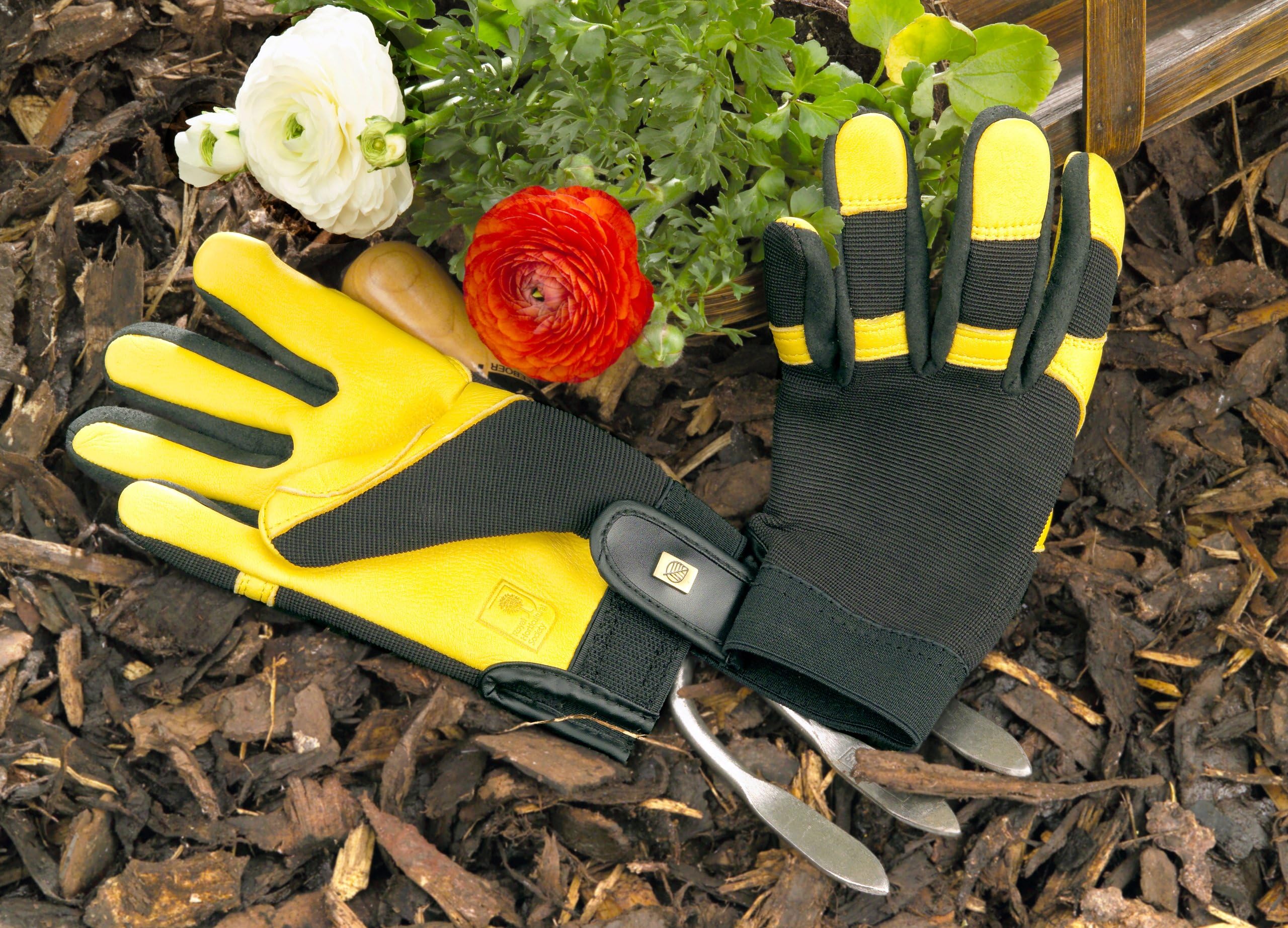 Gold Leaf SOFT TOUCH Deluxe Deerskin Leather Comfortable RHS Gardening Gloves - Gents Size - Great Gift