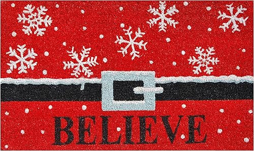 Calloway Mills 101812436 Believe Felpudo de 24 x 36 pulgadas, rojoblanconegro