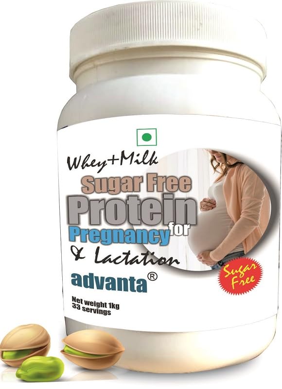 Image of Advanta Sugar Free Whey Protein Powder for Pregnant Women for Pregnancy & Breastfeeding Mothers - 1 KG Elaichi Pista