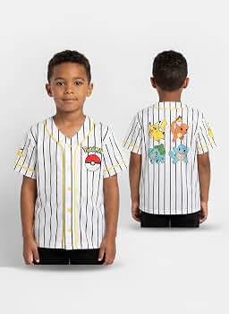 Amazon | ポケモン ボーイズ ベースボールジャージシャツ - ピカチュウ