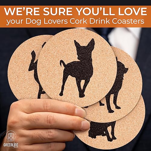 Miniatura 5 de Chihuahua Lovers - Juego de 4 posavasos de corcho para perros con parte inferior protectora, posavasos decorativos de Chihuahua para bebidas, gran