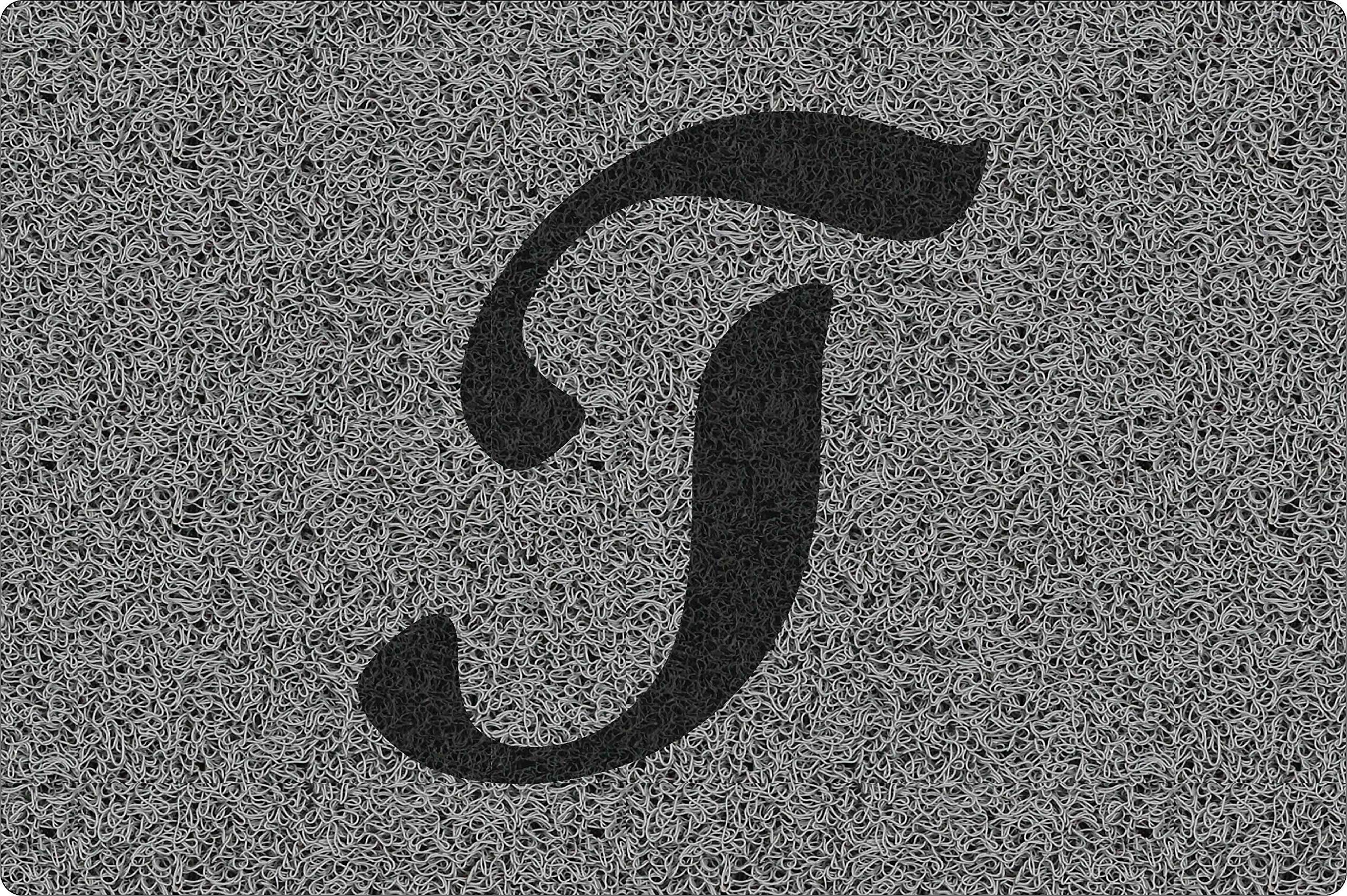 Nicoman Personalised Door Mat｜Monogrammed Initial Letter【T】 Custom Present Gift Doormat｜for Her Him Mum Dad Home (60x40cm/23.6x15.7inches, Small) Grey