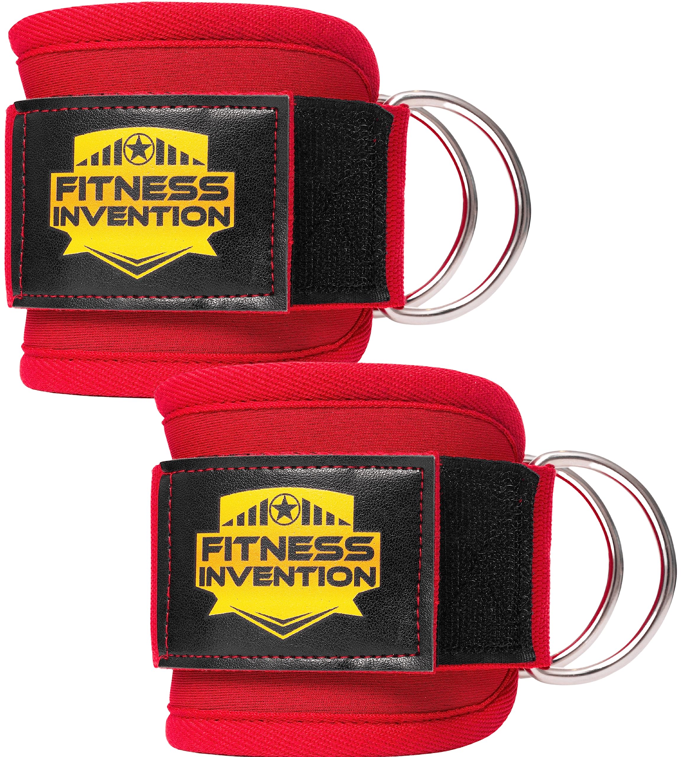 Fitness Invention Ankle Straps for Cable Machines (Pair) – Adjustable Padded Ankle Cuffs for Glute & Leg Workouts – Kickbacks, Leg Extensions, Hip