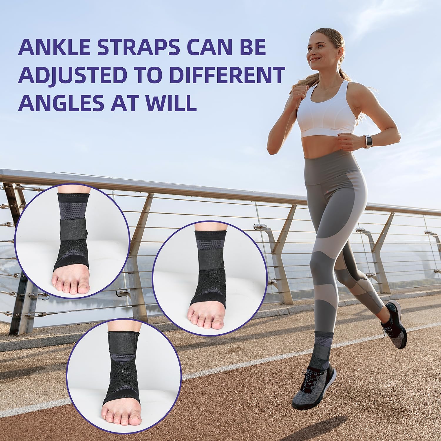 Ankle Brace, Ankle Support for Women & Men & Youth, Ankle Compression Sleeve Ankle Wrap w/Ankle Strap for Relief Sprained Ankle, Fasciitis, Achilles Tendon, Injured Foot, Recovery, Sport, Running (M, Black, 1)