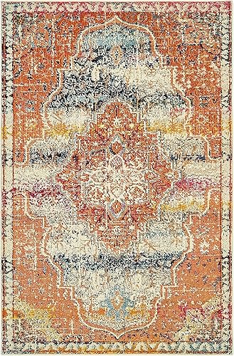 Miniatura 30 de Unique Loom Vita Collection - Alfombra vintage tribal sudoccidental sobreteñida (2 pies x 6 pies 7 pulgadas, para pasillo, turquesa/amarillo)