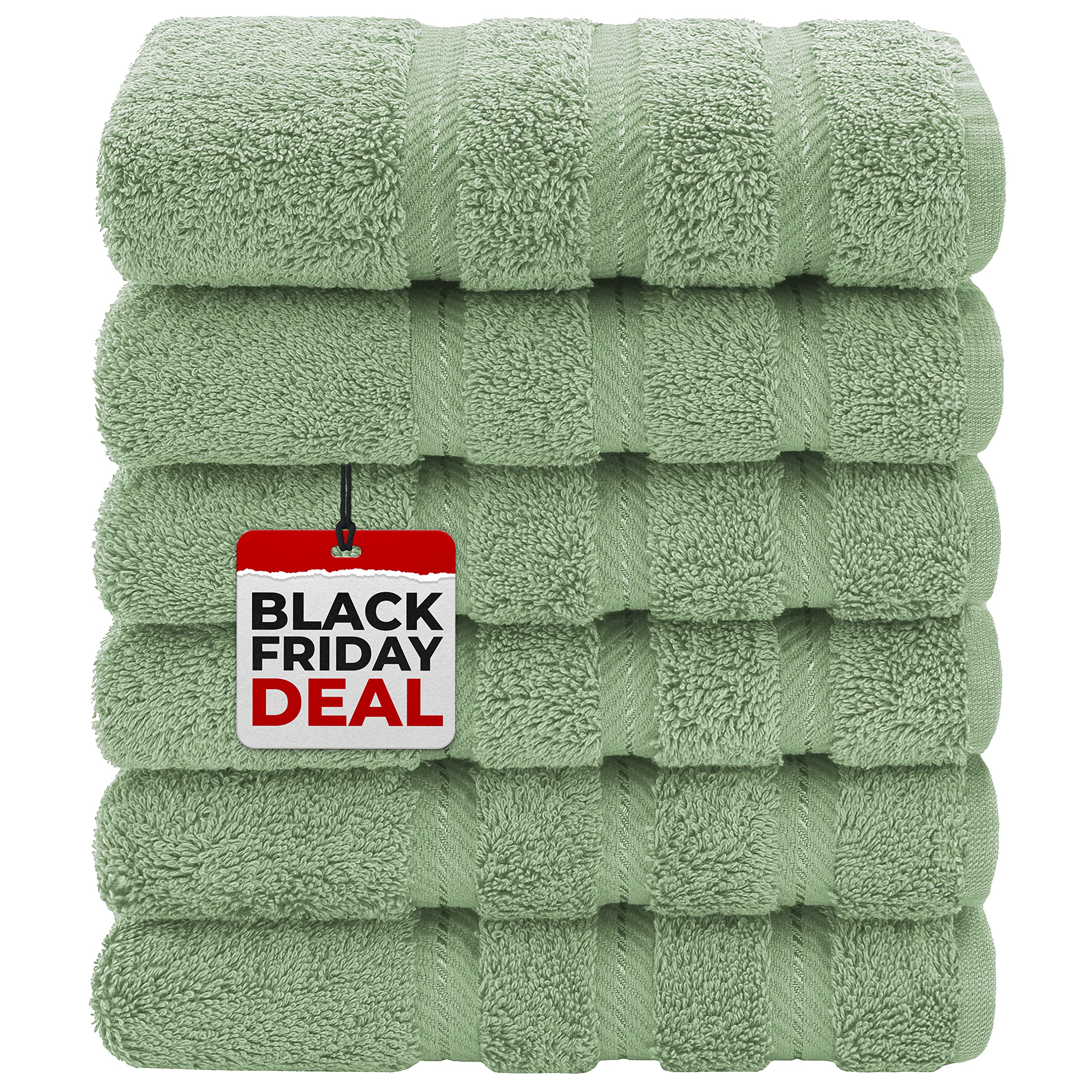 American Soft Linen Luxury Hotel & Spa Quality, Turkish Cotton, 16x28 Inches 6-Piece Hand Towel Set for Maximum Softness & Absorbency, Dry Quickly - Sage Green