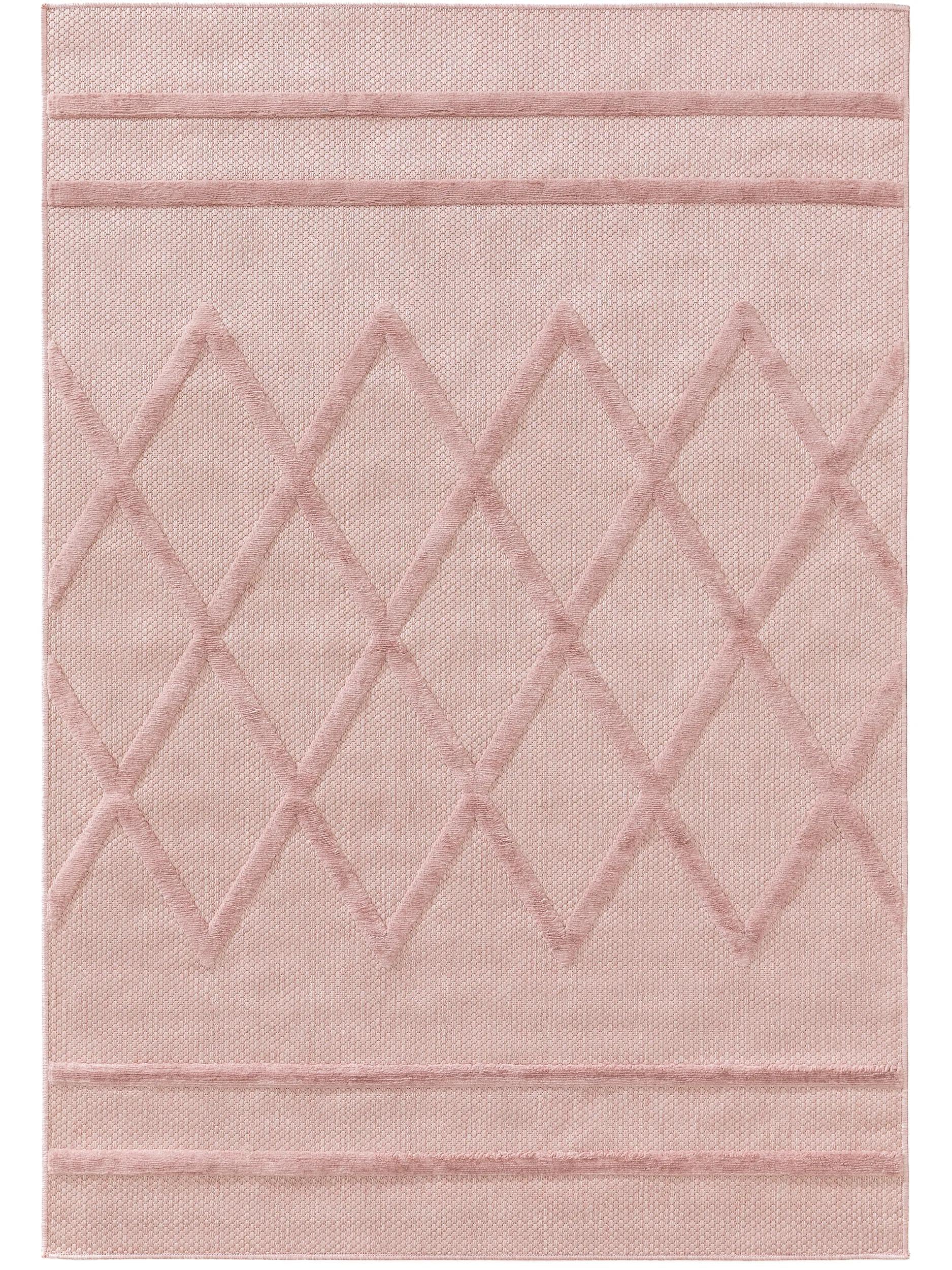 benuta Nest Tappeto Esterno & Interno Bonte - Rosa 80x150 cm - Resistente e Facile da Pulire - Per Balcone, Terrazza, Giardino - Cucina & Soggiorno - Geometrico, Stile Boho, Hygge Cozy