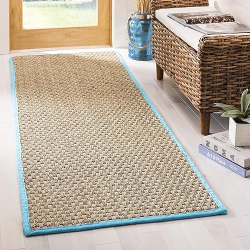 Vista 185 de SAFAVIEH Natural Fiber NF114A - Alfombra de hierba marina, tejido de canasta, con borde, para zonas de alto tráfico, sala de estar, dormitorio, 2