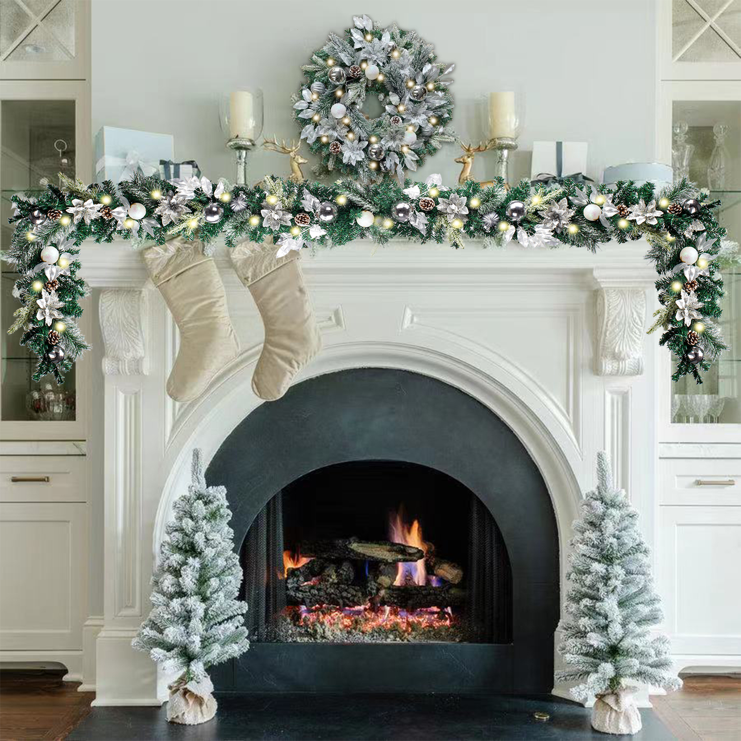 Amazon.com: WANNA-CUL Pre-Lit 24 Inch Lighted Christmas Wreath for