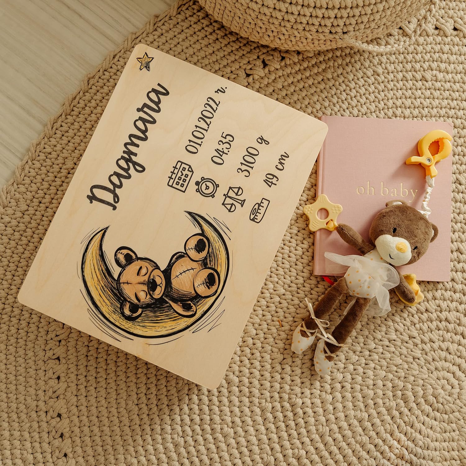 Personalized Baby Memory Box | Custom Keepsake Boxes | Unique Gift for Newborn Boy or Girl | Customized Wooden Storage Box with Hinged Lid | UV Print